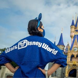 Walt Disney World Wishes Come True Blue Sparkle Jersey XL